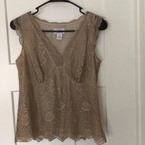 Loft lace top taupe size 6 side zipper